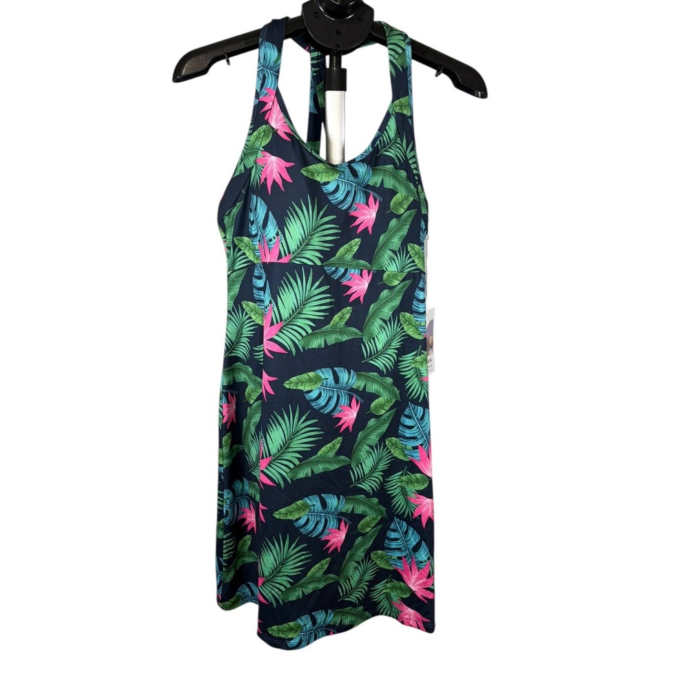 Kyodan Outdoor Women XL Tropical Palm Floral Athletic Dress Racerback Shelf Bra